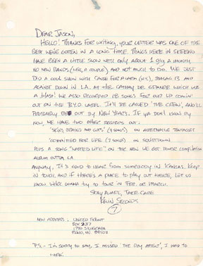 Kevin Seconds terribly polite 1983 letter to Jason